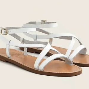 J. Crew Vachetta White Leather Strappy Sandals Size 7.5
